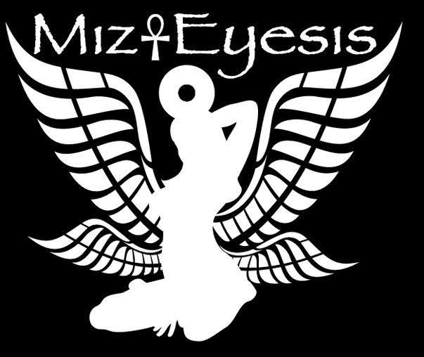 A white stylized bird with wings spread, with the text 'MizEYESis' above it, on a black background.