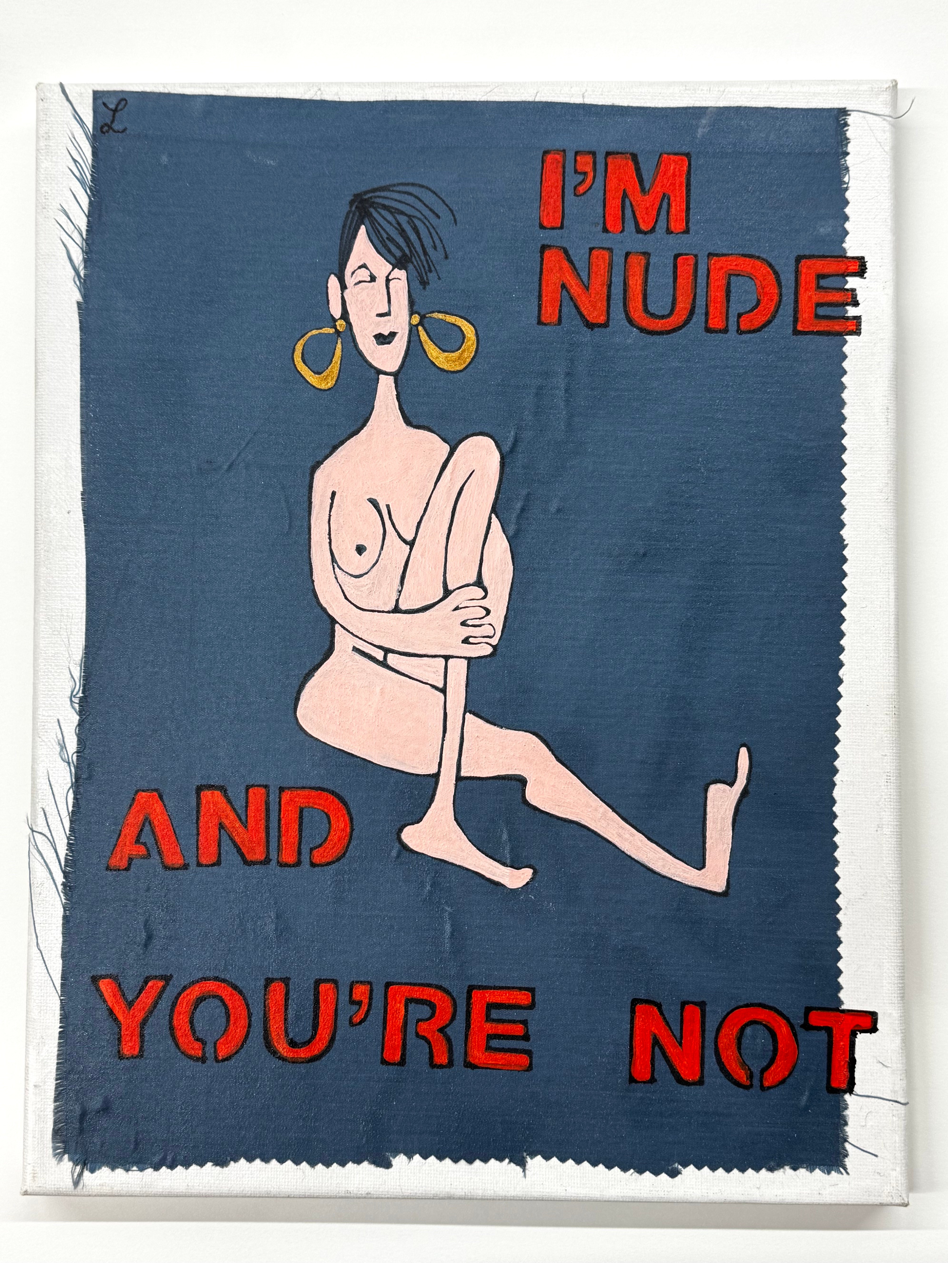 Cartoon woman with large earrings, sitting with crossed arms, text reads
